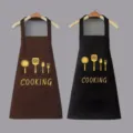 Kitchen Cooking Apron Variant Brown And Black Waterproof Oilproof Large Pocket Wear - 2 Pieces Regular Style / Black and Brown