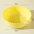 Double-layer plastic draining basket kitchen fruit and vegetable washing basin with handle - Extra Large Creamy Yellow