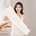 Bonnet de séchage beige côtelé, serviette de cheveux douce super absorbante pour femmes - 28x77cm (Agrandie) / Blanc (polaire bonbon)