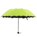 Paraguas plegable verde con borde festoneado negro protección UV paraguas de sol - Verde fruta (con revestimiento negro)