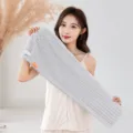 Serviette de séchage en microfibre grise douce et absorbante turban pour femmes usage. - 28x77cm (Agrandie) / Gris (polaire bonbon)