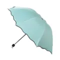 Sombrilla plegable azul claro con borde ondulado negro y excelente protección UV. - Verde menta (con revestimiento negro)