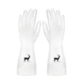 Witte rubberen huishoudelijke schoonmaak handschoenen met hert motief en maat M. - S / Hert