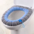 Funda de asiento de inodoro de punto O gruesa lavable con mango de estrella para baño. - Estilo de Asa de Transporte / Azul