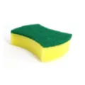 Kitchen scouring sponge dual layer dishwashing sponge wave design cleaning tool for home use - S-Shape / Yellow-Green