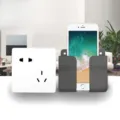 Wall mounted phone holder storage box, adhesive charging bracket for remote control and mobile. - Gray