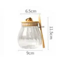 Heldere glazen keukenopbergpot met houten deksel, gouden handvat en bijpassende lepel. - Kleine Pompoen Stijl / 450ml