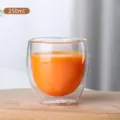 Dubbelwandige glazen beker 250ml hittebestendige heldere koffiemok voor melk en sap - 250ml