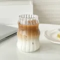 Tasse en Verre Cannelé Transparent 530ml Gobelet à Café Glacé Latte Verre à Eau Esthétique - Grand gobelet strié