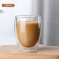 Dubbelwandige glazen koffiekop 350ml hittebestendige geïsoleerde transparante drinkbeker mok thuis - 350ml