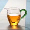 Pichet à thé en verre transparent résistant à la chaleur tasse gongdao avec poignée verte - Poignée Verte