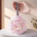 Roze en witte net badspons, grote douchepuf voor lichaamsscrub, zachte schuimende badbal. - Parel Roze