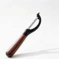 Wooden handle fruit peeler, kitchen potato peeling tool, wood grain finish variant - Walnut Grain Black Peeler, Vertical - Single Pack