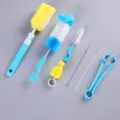 7-piece baby bottle cleaning brush set with sponge and straw brushes for daily use - Other / Blue