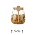 Transparant glazen thee opslag pot 1000ml met bamboe deksel en houten lepel keuken. - 1000ml