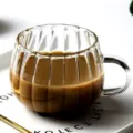 Vertical Striped Glass Cup with Handle, Clear Petal Design Mug for Tea, Coffee, and Juice. - 350ml