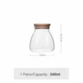 Transparante glazen voorraadpot met houten deksel, luchtdichte voorraadpot van 500 ml. - Trapeziumvormige Opbergpot / 500ml