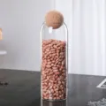 Glazen voorraadpot met ronde kurken deksel, transparante opbergcontainer voor de keuken. - 1500ml