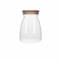 Glazen Voorraadpot met Bamboe Deksel 1100ml Doorzichtige Voedselcontainer voor Keuken - Trapeziumvormige Opbergpot / 1100ML