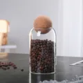 Glazen voorraadpot met bolvormige kurkdeksel, transparante keukenbus voor koffiebonen en voeding. - 800ml