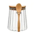 Barattolo di vetro trasparente con coperchio in legno e cucchiaio, contenitore da cucina. - Barattoli di conservazione conici con cucchiaio (coperchio piatto) / 501-800ML