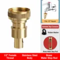 Close-up of brass washing machine water tap adapter inner core and thread size details. - 1/2" Stainless Steel Spout (Copper-Plated) + Gold Faucet