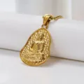 Exquisite gold-plated titanium steel Buddha gourd pendant necklace close-up detail shot. - Pendant Only (Without Chain)