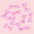 Cute pink plaid fabric bows diy accessories for hair clip decorative material pack. - Light Pink