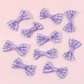 Purple plaid ribbon bows fabric bowknot DIY material pack for handmade hair clips accessories. - Light Purple