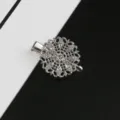 Silver metal hollow floral hair clip, DIY handmade hair accessories duckbill side clip. - Peacock Feather Alligator Clip / Silver Tone