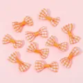 Orange plaid fabric bow DIY handmade material for hair accessories, cute hairpins and doll bows. - Orange Red