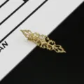 Vintage brass filigree hair clip retro metal barrette antique style DIY hair accessory - Long Strip Duckbill Clip / Gold