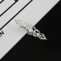 Silver metal filigree duckbill hair clip vintage style side barrette hair accessory DIY part. - Long Strip Duckbill Clip / Silver