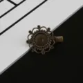 Brass antique bronze hair clip base DIY handmade hair accessory alligator clip blank tray. - Sunflower Alligator Clip / Inner Diameter 12mm / Bronze