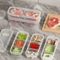 Narrow fridge partitioned food storage box clear plastic meal prep container with lid - Lightweight 2-Compartment (with Air Vent) / Clear