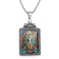 Collar con colgante Thangka Zaki Lamu de acero de titanio joyería vintage retro moda - Solo Colgante (Sin Cadena) / Solo Colgante / Color acero
