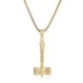 Detailed close-up view of a gold-colored Thor hammer pendant necklace with rune design. - Pendant Only (Without Chain) (FY12007) / Gold