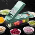 Multifunctional vegetable cutter, kitchen mandoline slicer, potato shredder and fruit dicer. - Blue