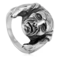Vintage stainless steel gothic monster face ring for men retro punk style biker jewelry item - Size 7 / Steel