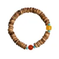 Vintage Holzperlen Armband mit bunten Steinen, stilvoller ethnischer Schmuck fur Damen. - Retro Holzscheiben Stil (B1659)