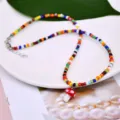 Collana di perline colorate ciondolo fungo dolce girocollo gioielli fatti a mano donna - Stile Funghetto Chiaroflesso Rosso Bianco Perline di Semenza Colorate / Stile N2487