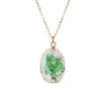 Goldene Kette mit ovalem Anhänger aus grünem Stein, elegante Modeschmuck für Damen. - Ovaler Grüner Mineralstil (N2546)