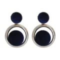 Orecchini a lobo geometrici in velluto blu scuro moda donna gioielli eleganti chic - Blu (E1773)