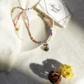 Collana di perline colorate con ciondolo gufo di cristallo, catena clavicolare moda donna. - Stile Gufetto in Strass Perline di Semenza Colorate / Stile N2502