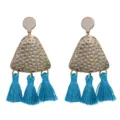 Orecchini lunghi con nappe blu dorati gioielli eleganti alla moda per donne di tendenza - Azzurro (E1788)