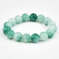 Bracciale di perle in giada finta verde, braccialetto elastico da 12 mm per donne stile - Sfera da 12mm / Verde smeraldo