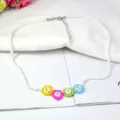 Collana di perline colorate con fiori e lettere, gioiello estetico alla moda per donne. - Stile Fiori Lettere LOVE Perline di Semenza Bianche / Stile N2489