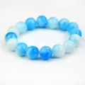 Bracciale di perle agata blu imitazione 12mm elastico pietra gioielli da donna stile - Sfera da 12mm / Celeste