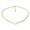 Elegante collana girocollo perline cristallo conchiglia lettera A pendente donna estate - modello A