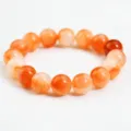 Bellissimo Bracciale Perle Agata Arancione 12mm Donna Moda Cordino Elastico Regalo - Sfera da 12mm / Ice Orange
